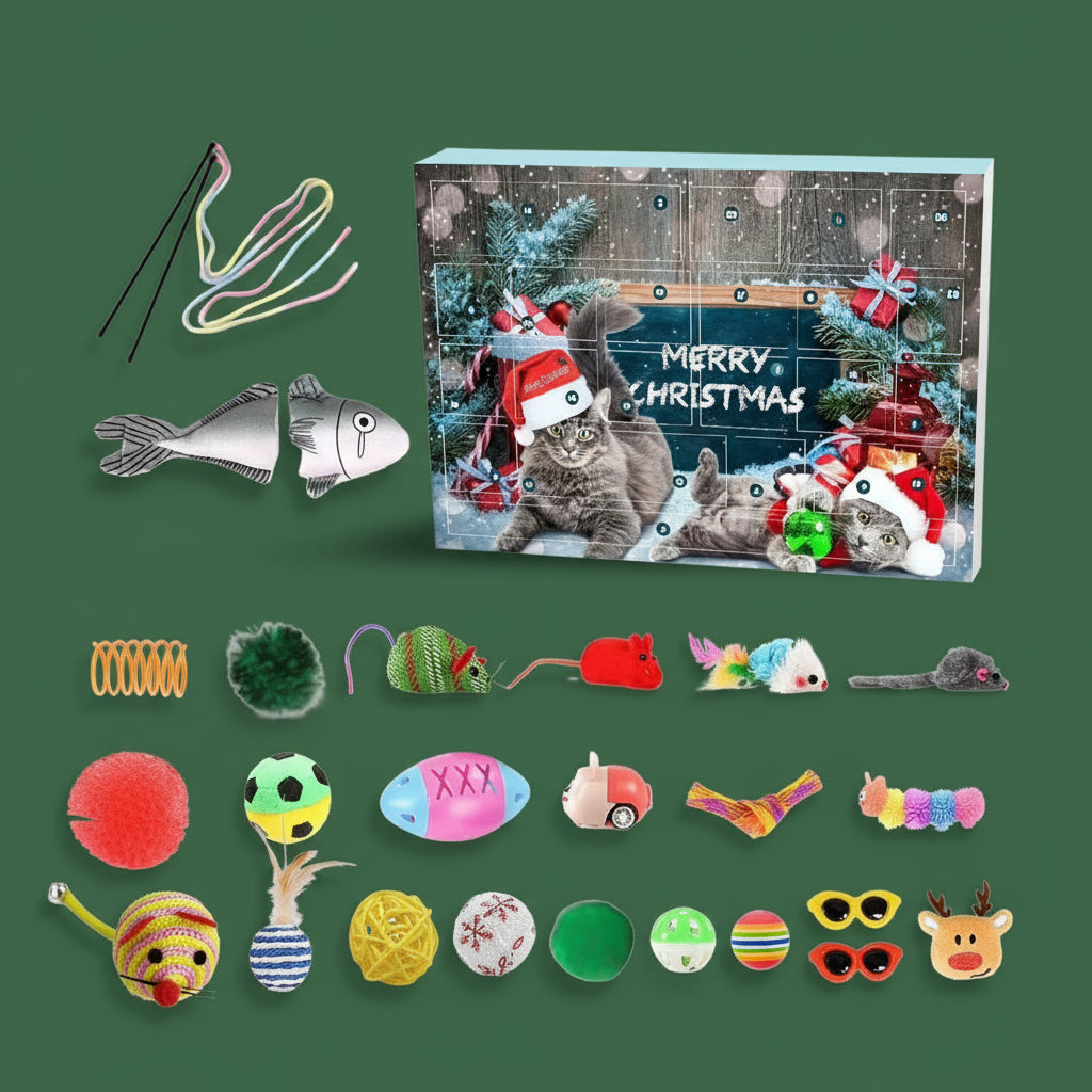 2025 Christmas Advent Calendar 24 Grids Xmas Countdown Calendar Cat Toy Holiday Blind Box Creative Christmas Gifts for Pets